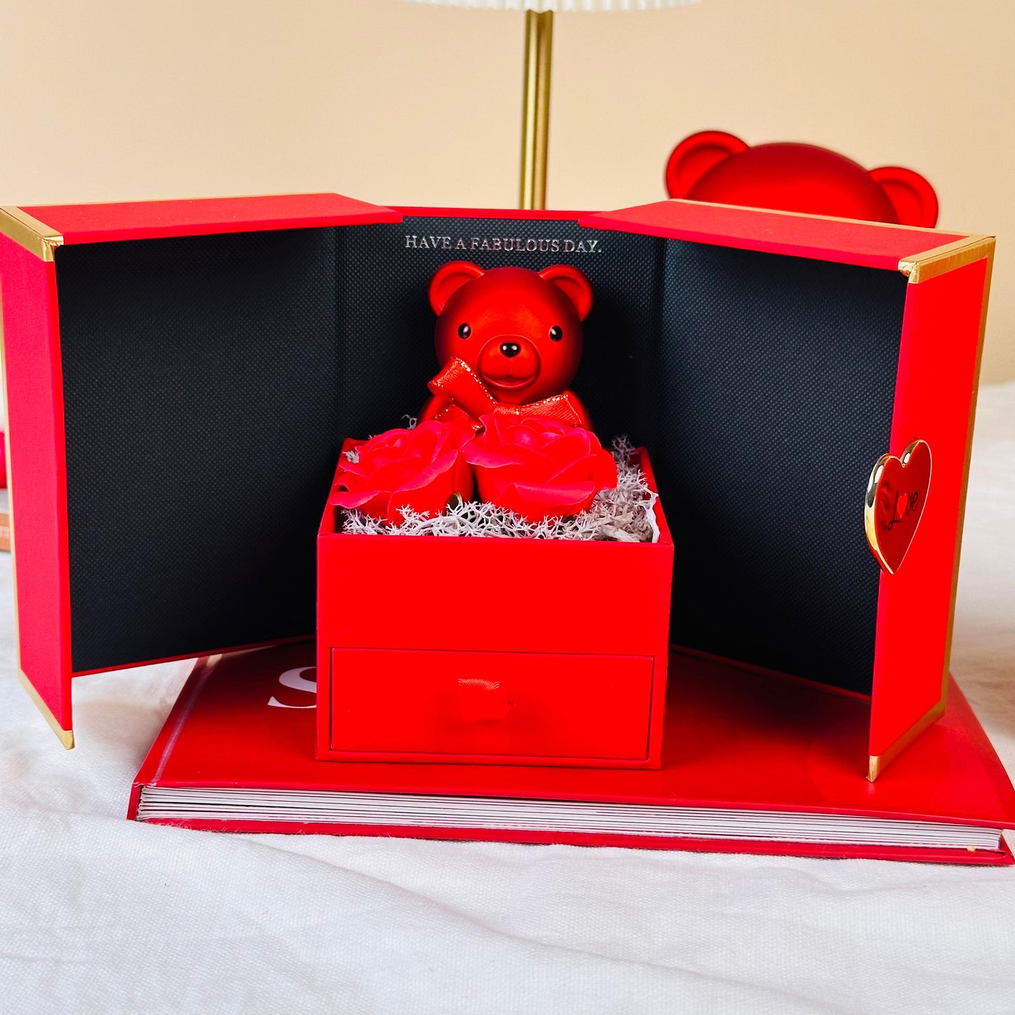 Luxury Surprise Gift Box with Roses & Teddy