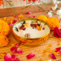 Radiant Glow: Handcrafted Navratri Scented Copper Urli Jar Candle