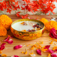 Radiant Glow: Handcrafted Navratri Scented Copper Urli Jar Candle