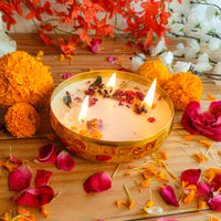Radiant Glow: Handcrafted Navratri Scented Copper Urli Jar Candle