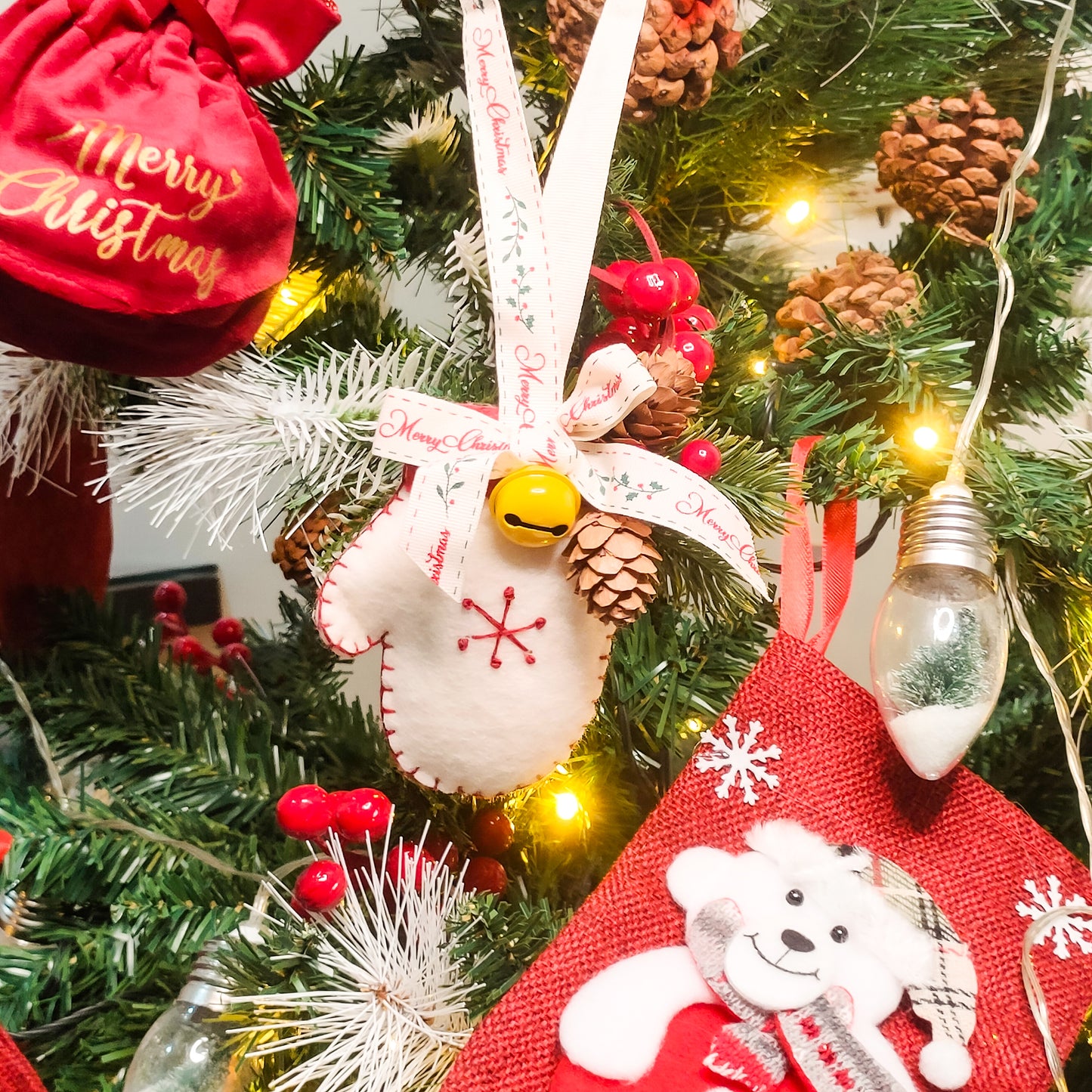 2 Pcs Plush Christmas Tree Ornament