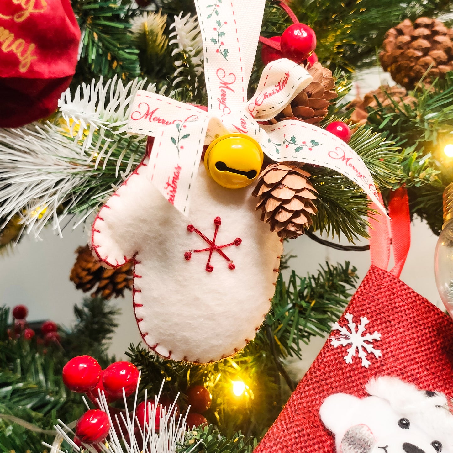 2 Pcs Plush Christmas Tree Ornament