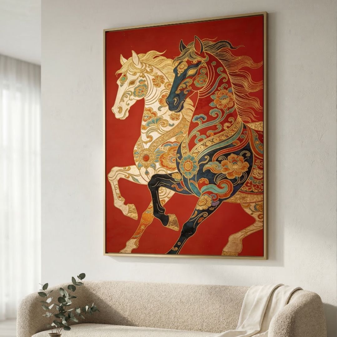 Royal Horse Canvas Wall Art | Traditional Decorative Horse Painting