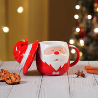 Santa Christmas Ceramic Mug with Hat Lid