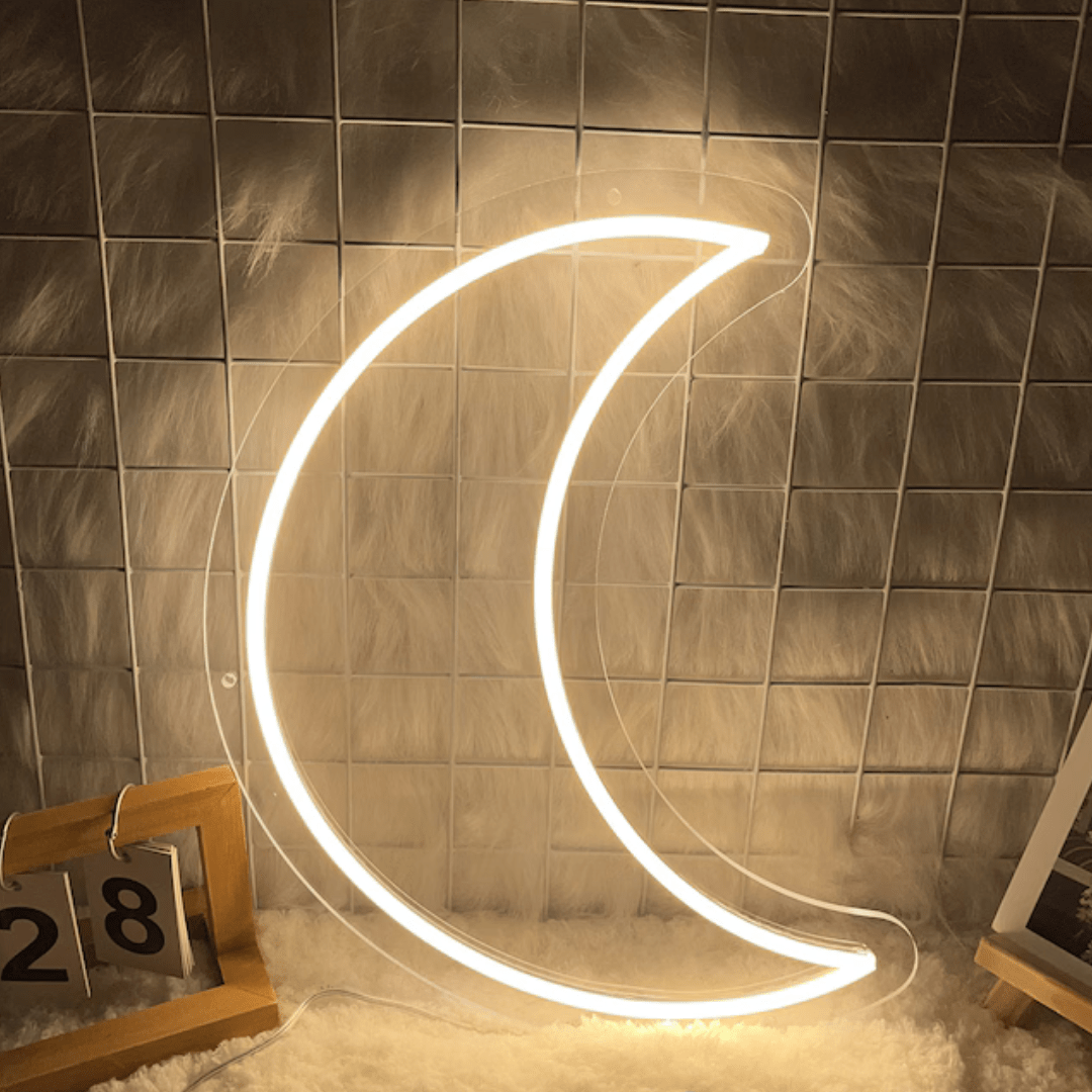Crescent Moon Neon LED Light – Aesthetic Wall Décor for Bedroom & Living Spaces - Memories InsiteHALF MOON NEON LIGHT -20*36 INCH-2