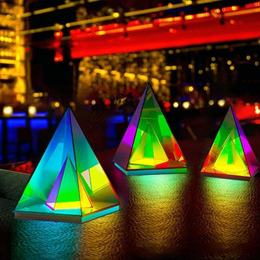 3D Art Pyramid Night lamp Colorful Table lamp Acrylic Light Bedside Table Desk lamp for Bedroom Decorative