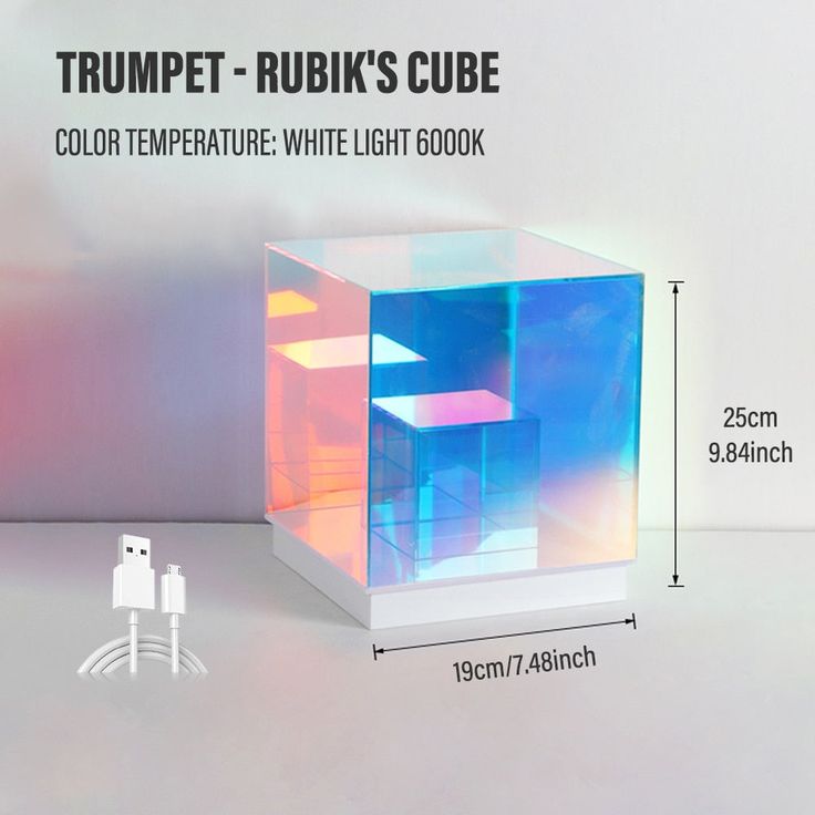 3D Art Cube Acrylic lamp, Decorative Table Lamp, 3 Colour Changing Stepless Dimming Touch Lamp