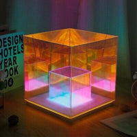 3D Art Cube Acrylic lamp, Decorative Table Lamp, 3 Colour Changing Stepless Dimming Touch Lamp