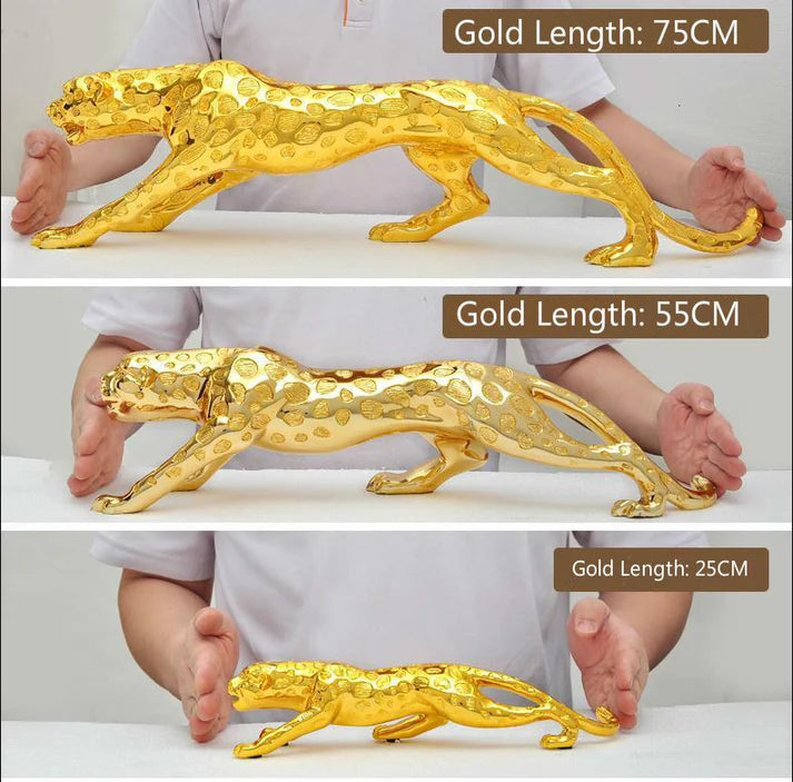 Abstract Gold Panther Sculpture