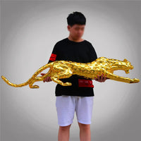 Abstract Gold Panther Sculpture