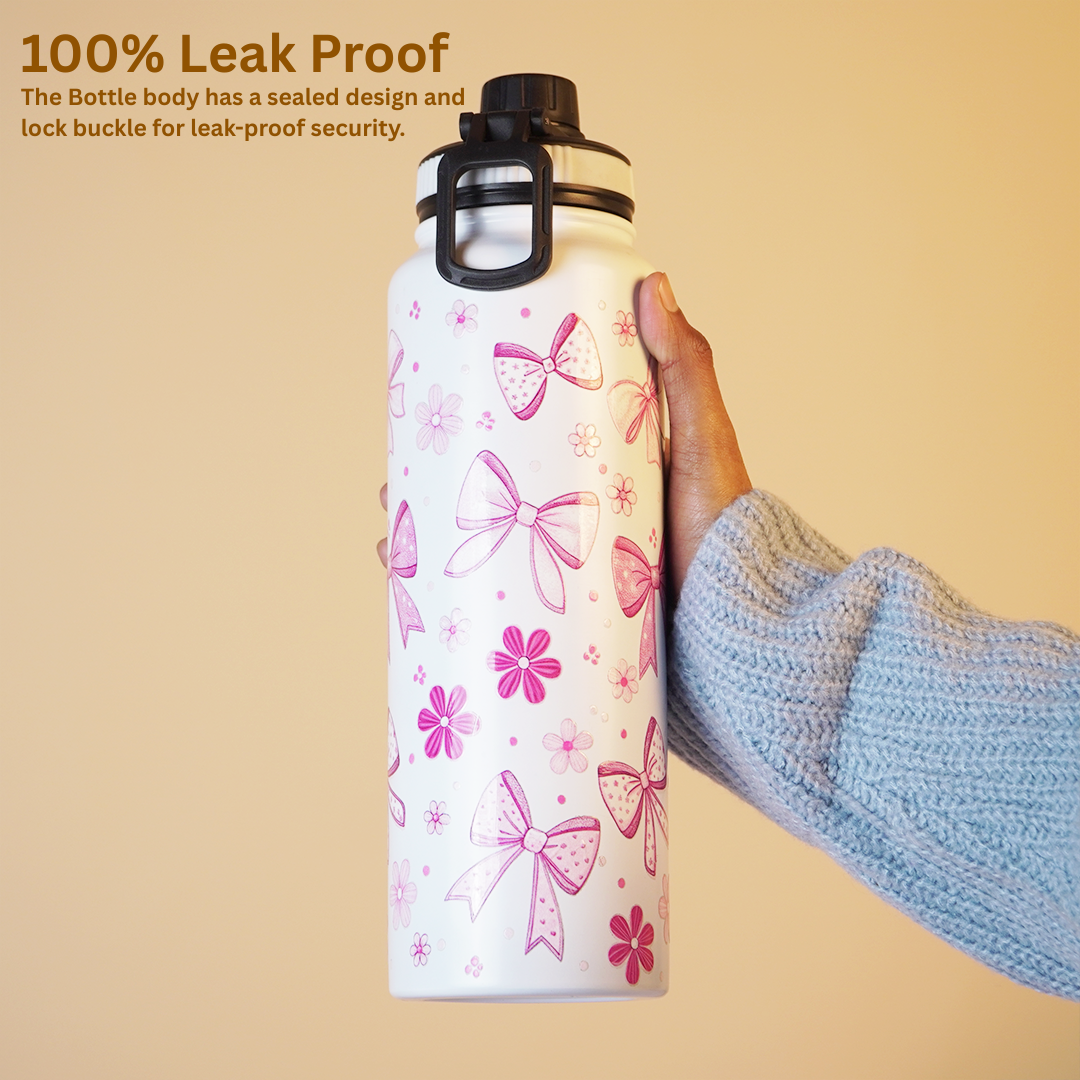 Bow Print Stainless Steel Water Bottle