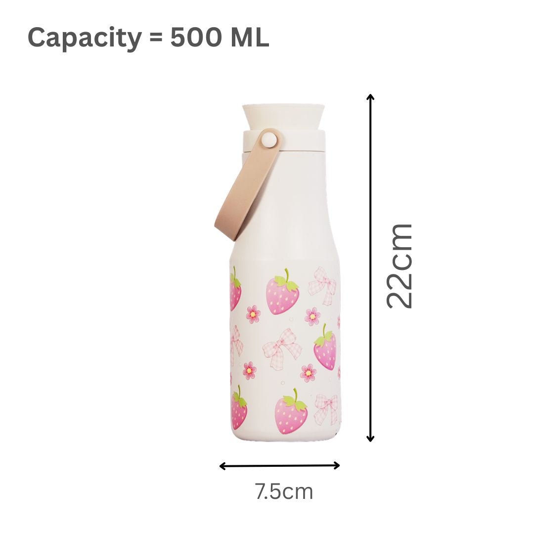 Berry Bow Bottle — Leakproof & Insulated 500 ML - Memories InsiteBERRY BOW BOTTLE MILK WHITE 500 ML