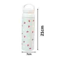 Cherry Charm Water Bottle – Stay Fresh in Style-White