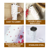 Cherry Daze Insulated Travel Tumbler with Handle & Lid with straw