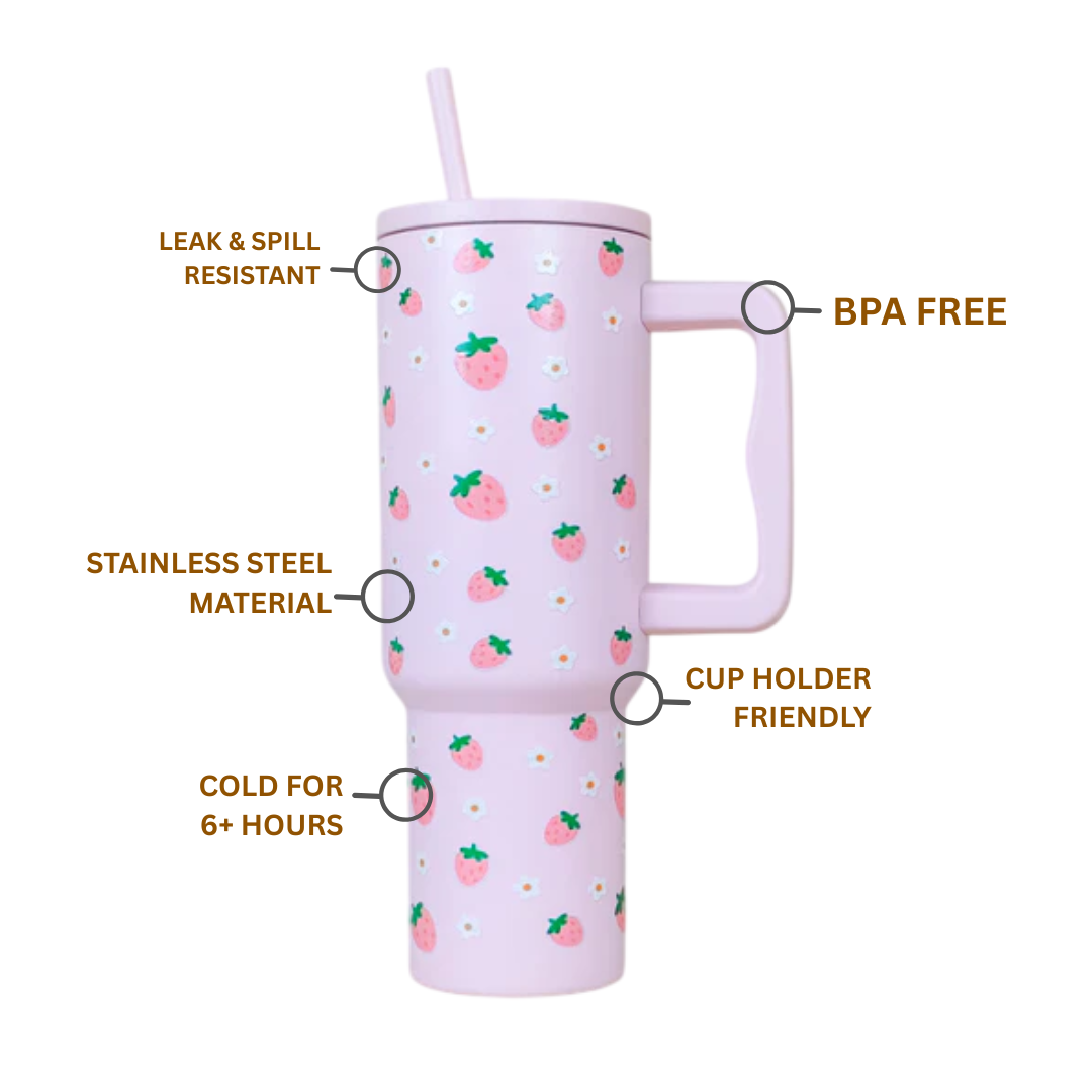 Pink Strawberry Daisy Tumbler