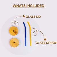 Bow and Little Christmas Tree Glass Tumbler with Handle & Bamboo Lid – Set of 2 | Festive Holiday Design with Straw