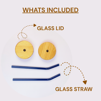 Winter Penguin in Forest Glass Tumbler with Handle & Bamboo Lid – Set of 2 | Festive Holiday Design with Straw