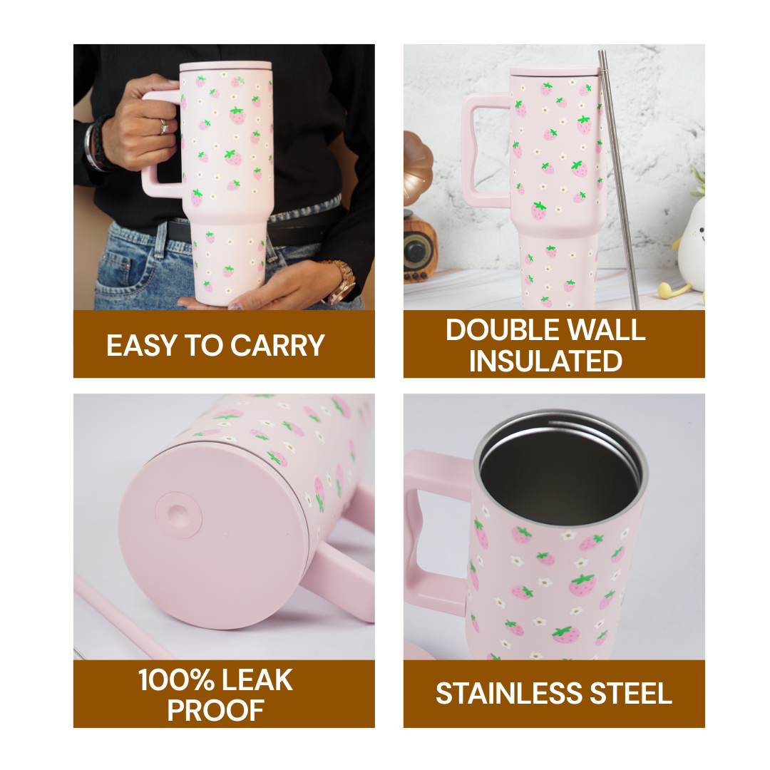 Pink Strawberry Daisy Tumbler