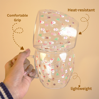 Set-2 Santa with Minis  -Double Wall Glass Mug