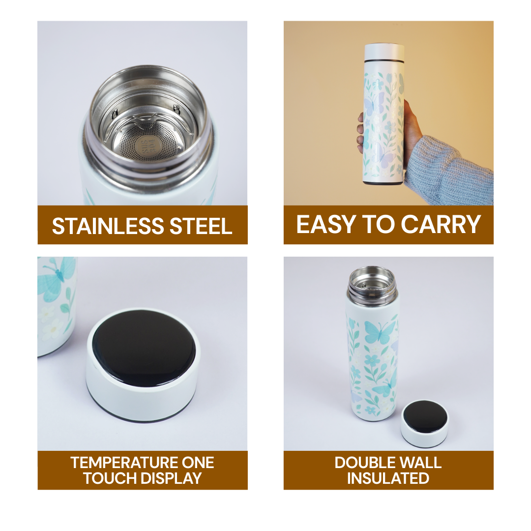 Butterfly Print Stainless Steel Water Bottle