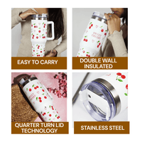 Sweet Cherry Tumbler - Memories InsiteCHERRY PRINT INSULATED TUMBLER-(WHITE)
