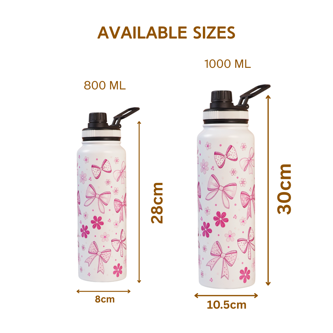 Bow Print Stainless Steel Water Bottle