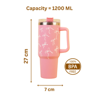 Pink Bow Insulated Tumbler with Handle & Straw