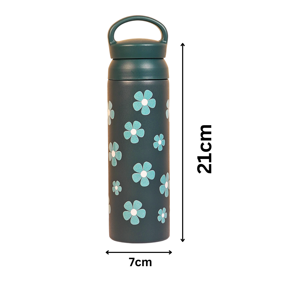 Teal Floral Stainless Steel Insulated Tumbler