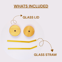 Christmas Santa Glass Tumbler with Handle & Bamboo Lid – Set of 2 | Festive Holiday Design with Straw