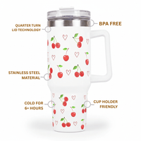 Sweet Cherry Tumbler - Memories InsiteCHERRY PRINT INSULATED TUMBLER-(WHITE)