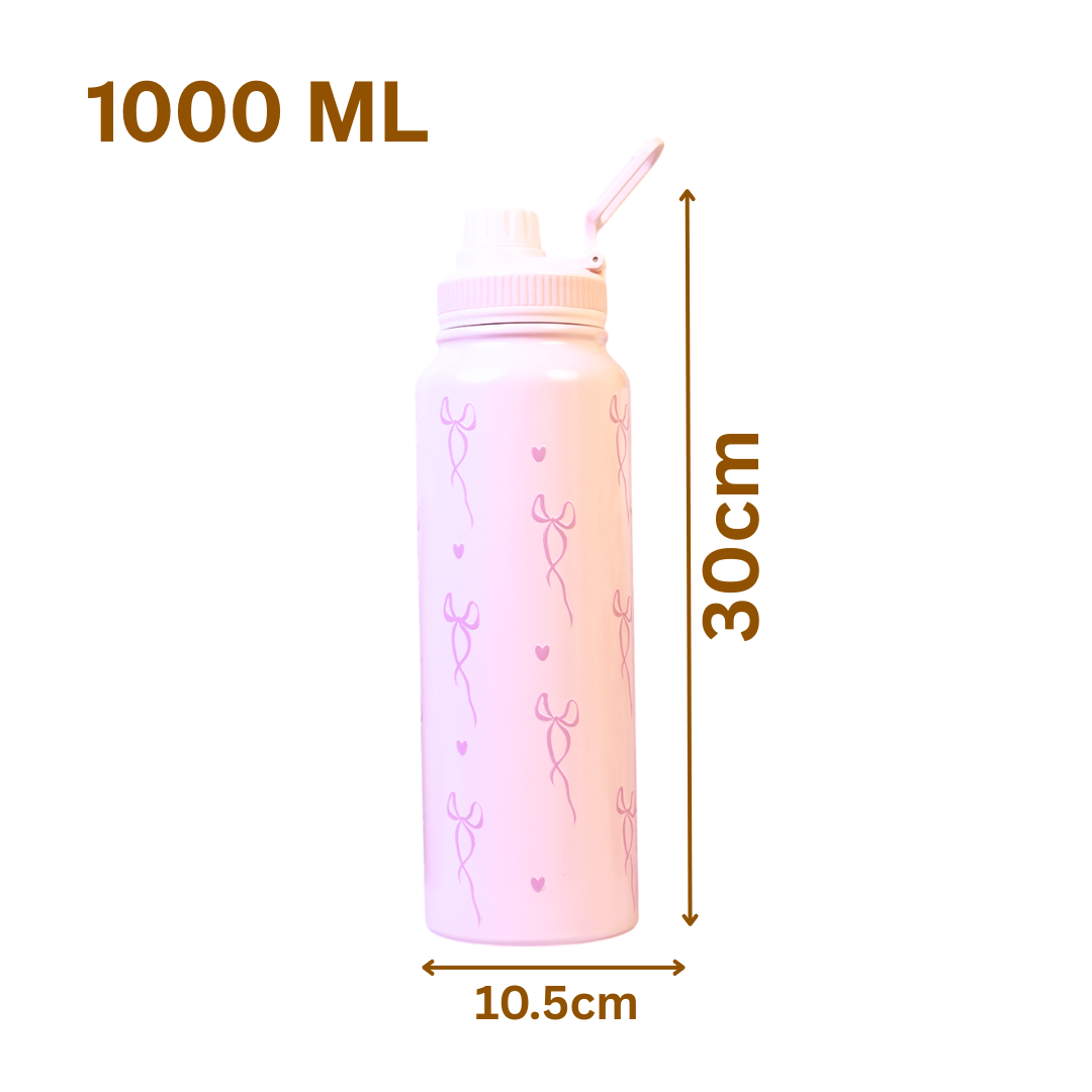 Cute Bow Print Stainless Steel Water Bottle