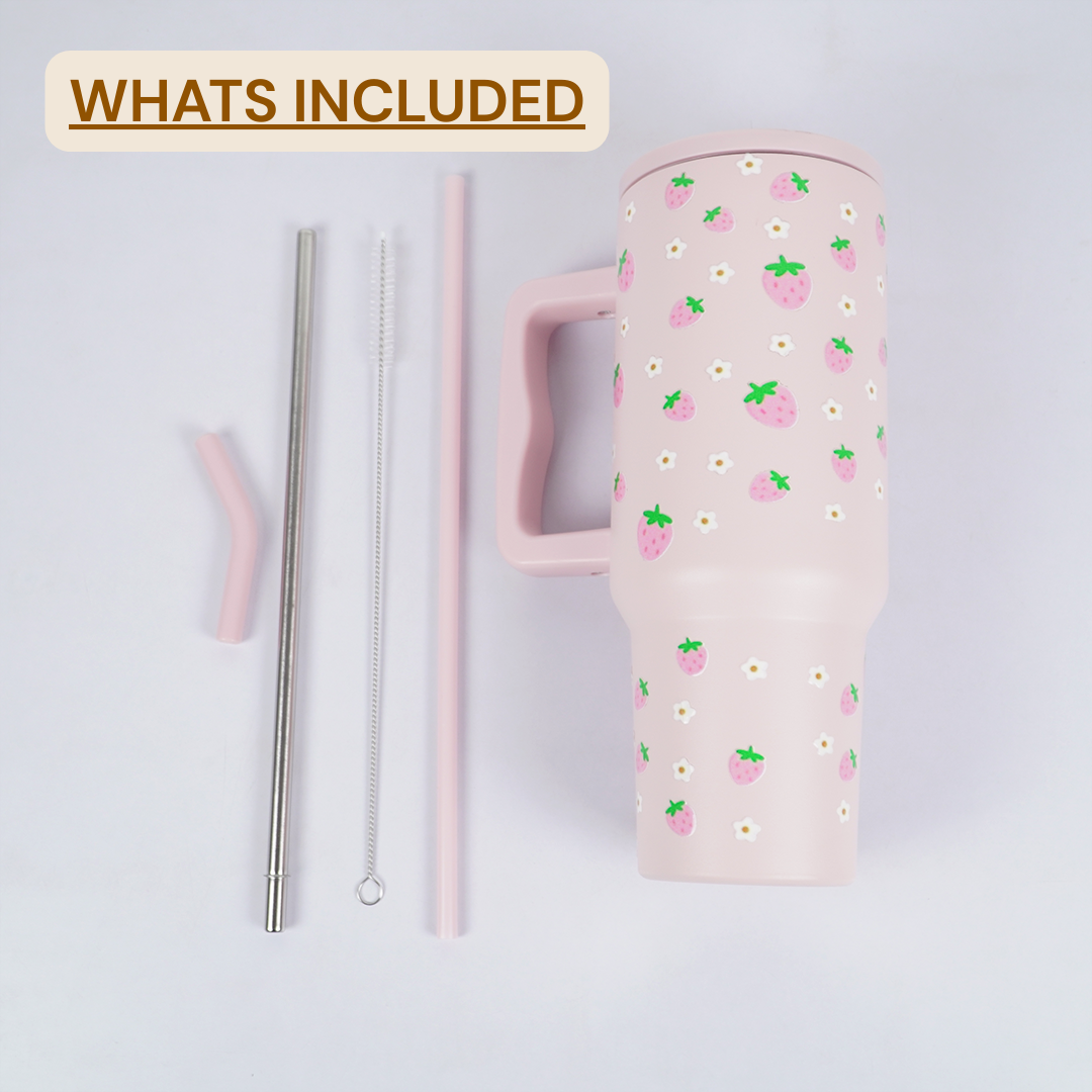 Pink Strawberry Daisy Tumbler