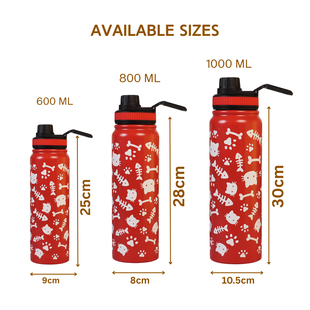 Cute Cat Print Stainless Steel Water Bottle
