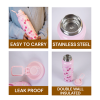 Cute Cherry Print Stainless Steel Water Bottle