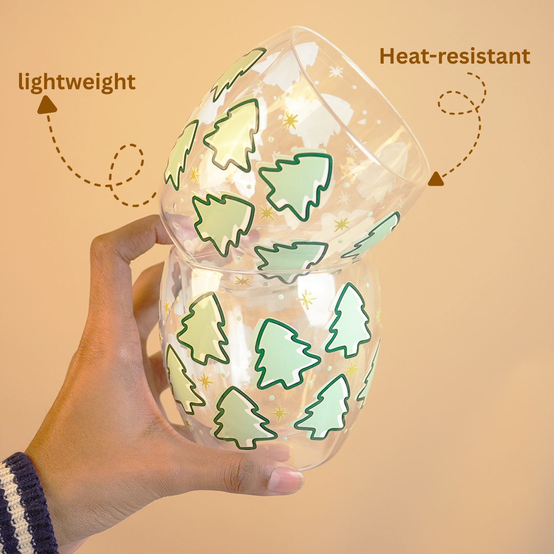 Set-2 Christmas Tree  -Double Wall Glass Mug