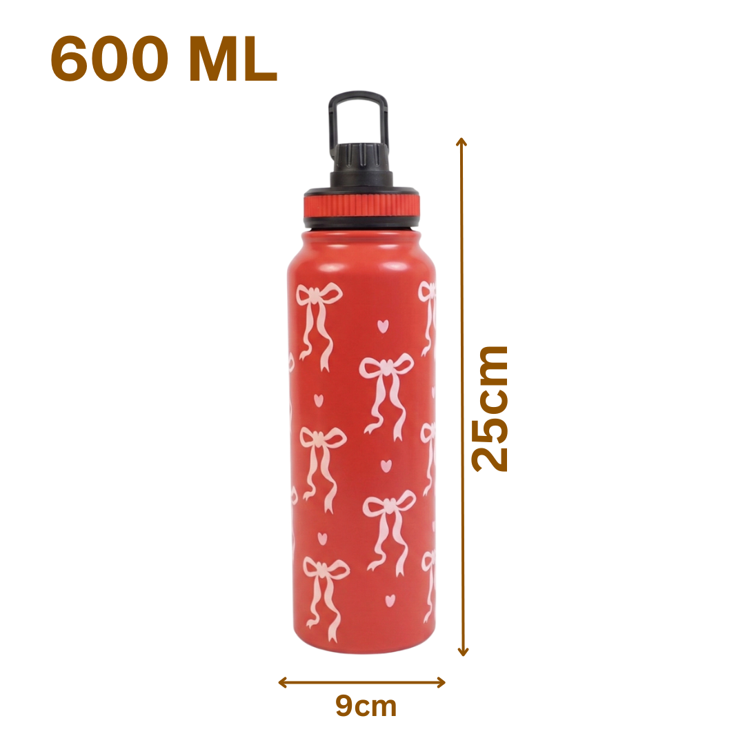 Bow Print Stainless Steel Water Bottle – Cute, Stylish & Everyday Essential