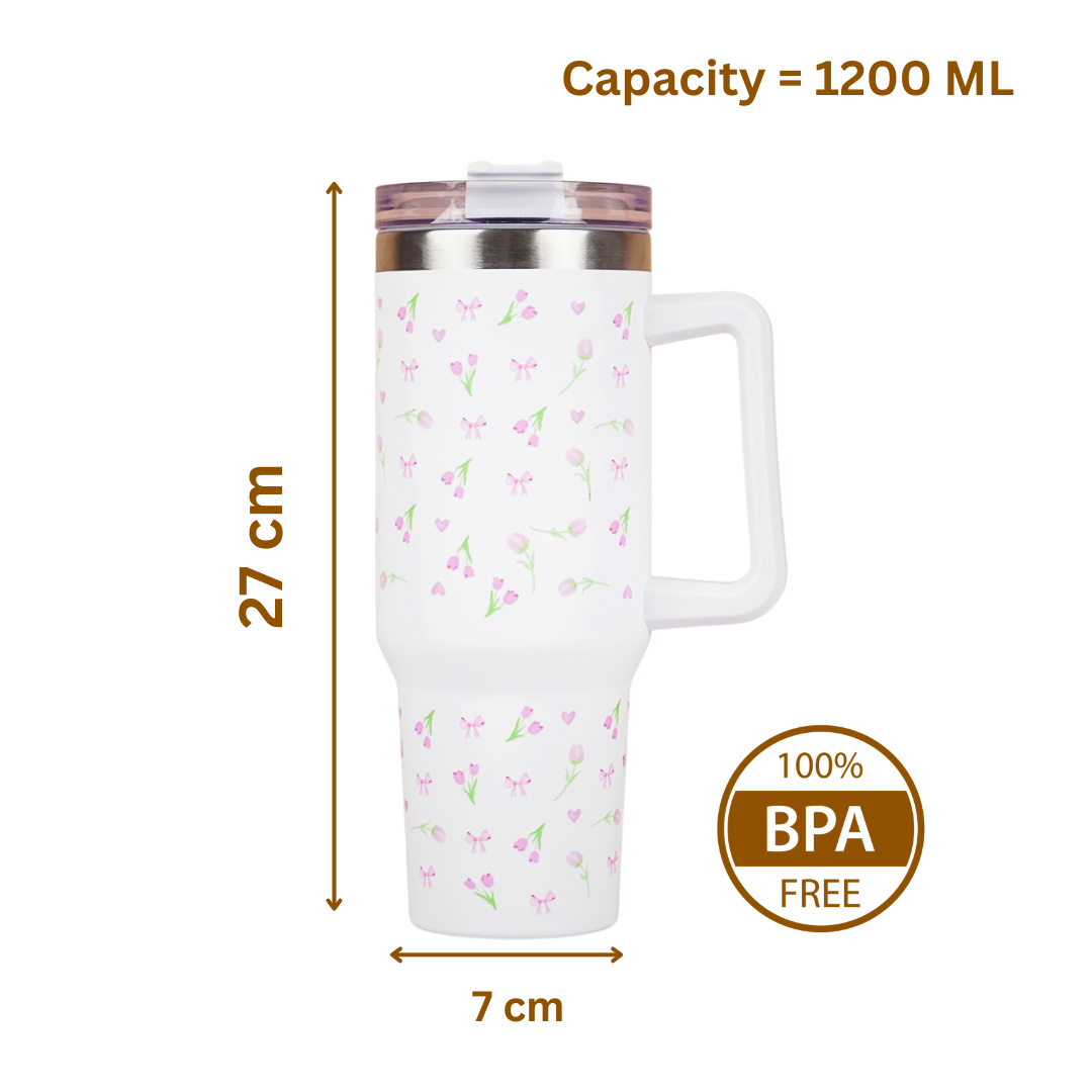 Bow with Tulip Floral Tumbler