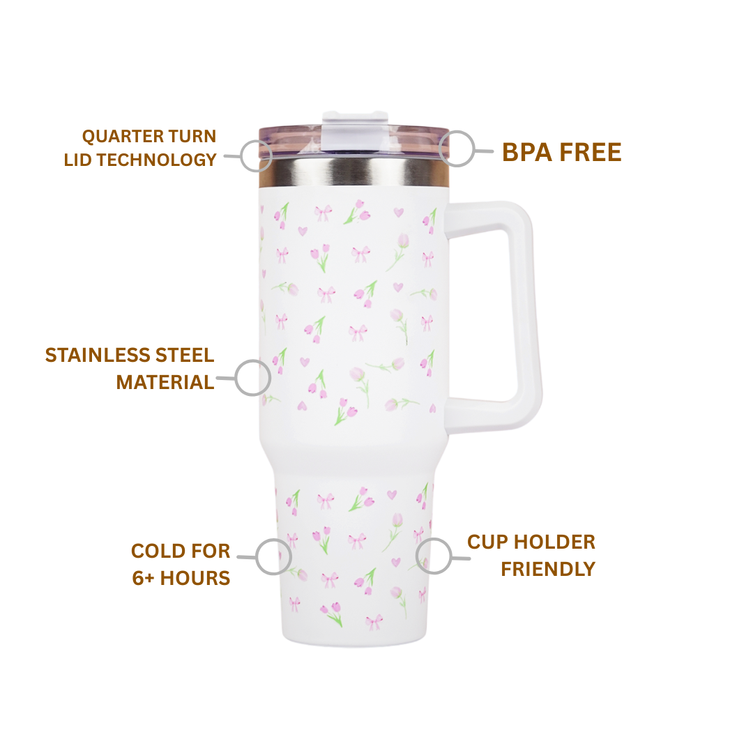 Bow with Tulip Floral Tumbler