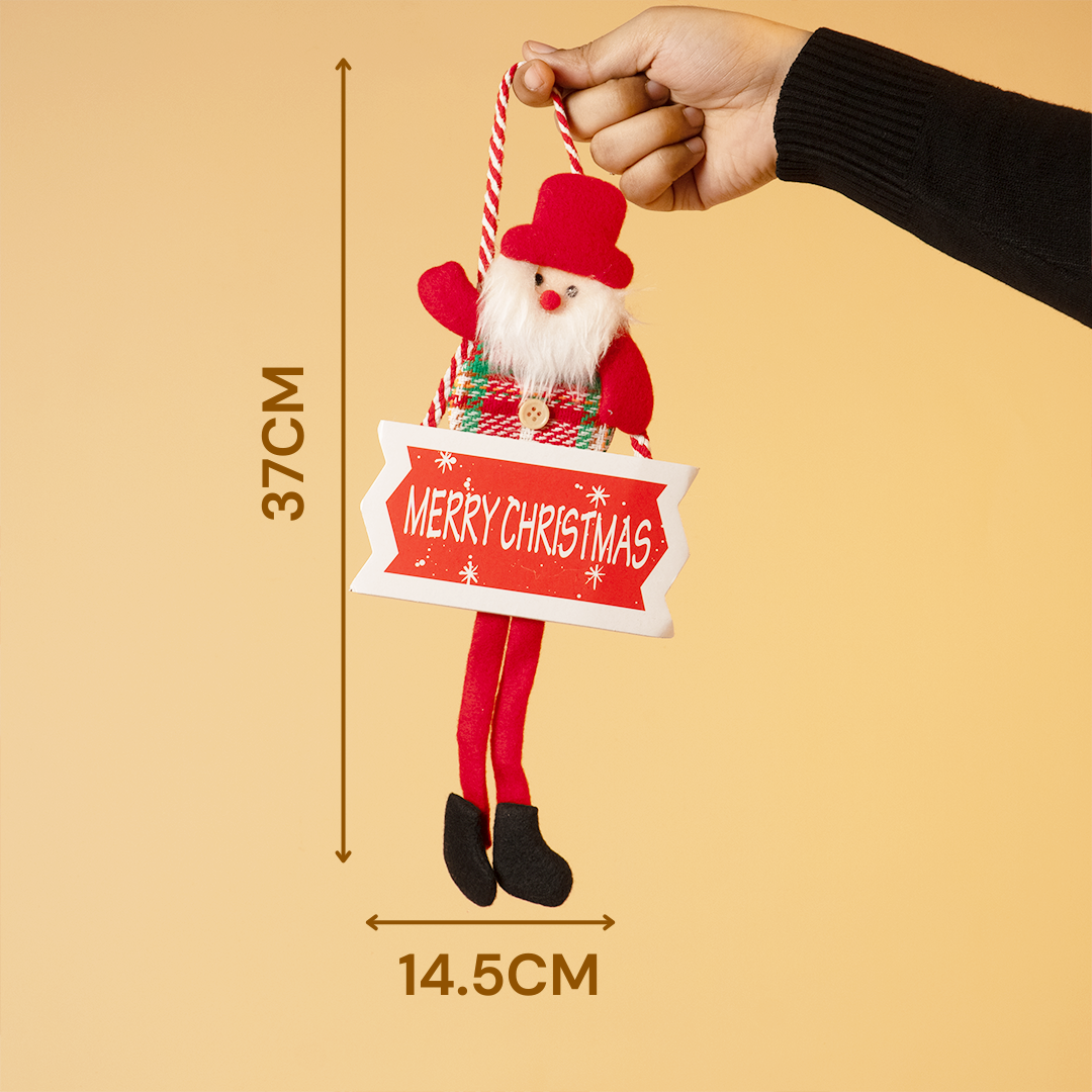 Set-4 Santa Hanging Decoration with “Merry Christmas” Sign