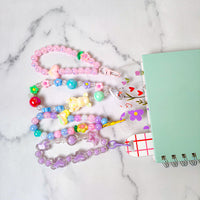 Cute Beaded Chram & Bookmark Set – Handmade Pastel Accessories for Books & Gifts set of -4