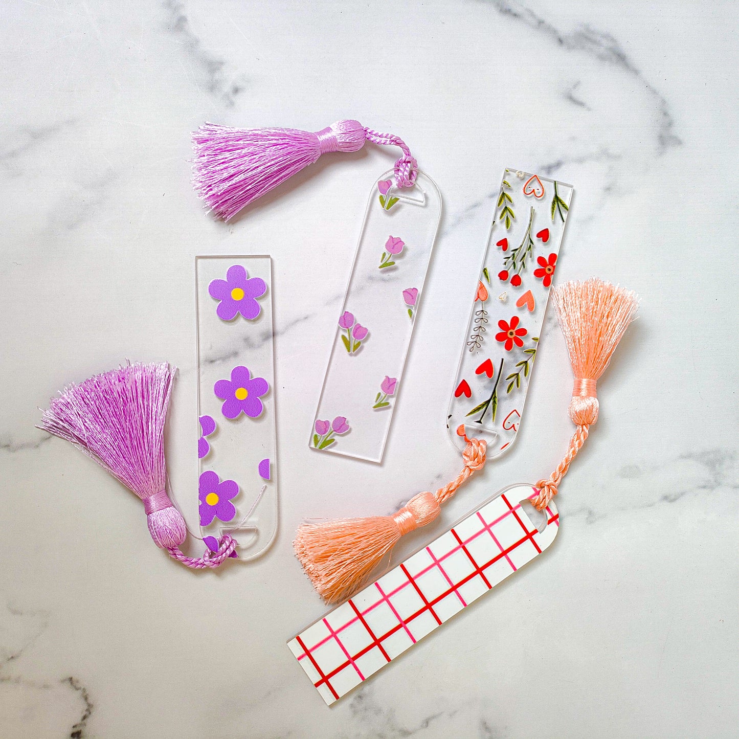 Printed Book Marks with Tassels Set of 4