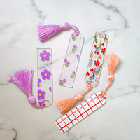 Printed Book Marks with Tassels Set of 4