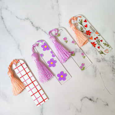 Printed Book Marks with Tassels Set of 4
