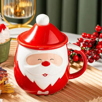 Christmas Santa Mug with Lid & Spoon (Random Design)