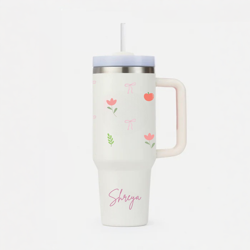 Personalized BlossomBrew™ Tumbler with Straw & Lid