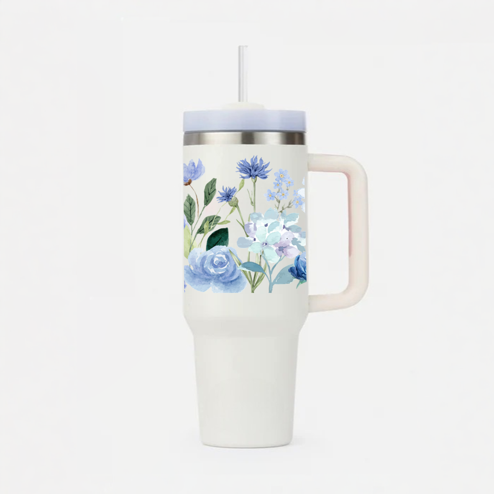 Personalized FleurFlow™ Tumbler with Straw & Lid