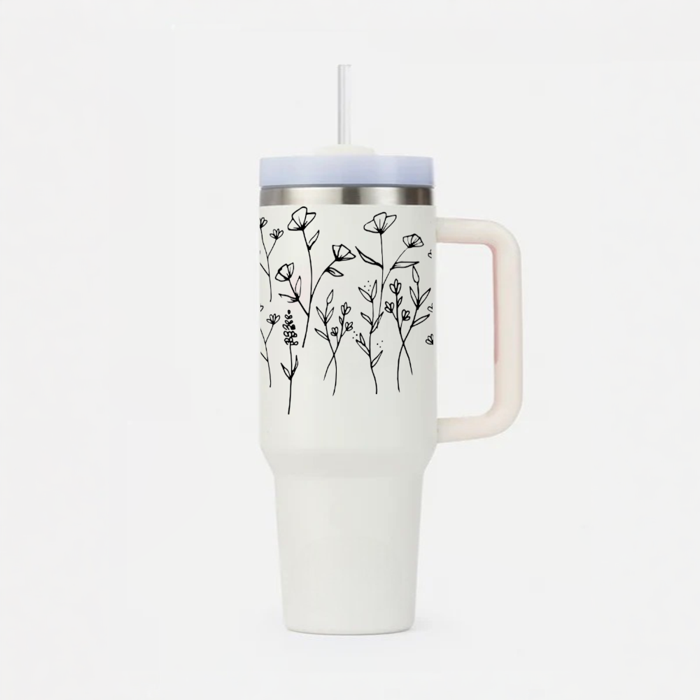 Personalized FleurFlow™ Tumbler with Straw & Lid