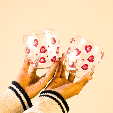 Set-2 Christmas Gloves  -Double Wall Glass Mug