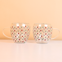 Set-2 Christmas Tree & Stocking -Double Wall Glass Mug