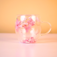 Blossom Glass Mug – Elegant Floral Double-Wall Tea & Coffee Cup